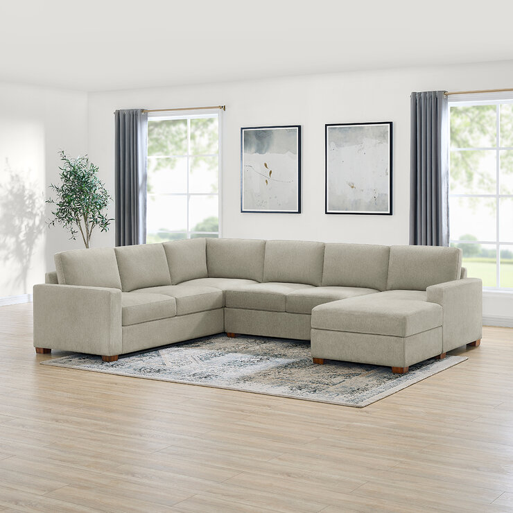 Thomasville, Glenn, Seccional de Tela de 3 Piezas con Chaise con Almacenamiento Thomasville, Glenn, Seccional de Tela de 3 Piezas con Chaise con Almacenamiento