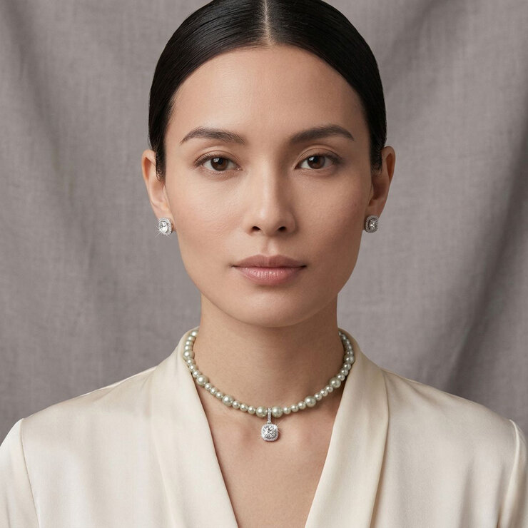 Mayfer, Juego de Collar y Aretes, Plata .925, con Cristal Austríaco Mayfer, Juego de Collar y Aretes, Plata .925, con Cristal Austríaco