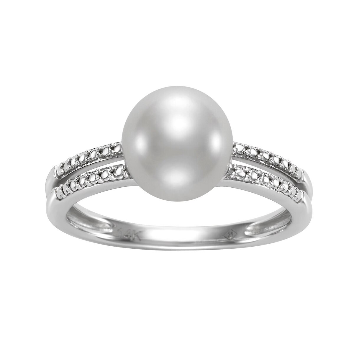 Anillo de Perla Cultivada, Oro Blanco de 14K