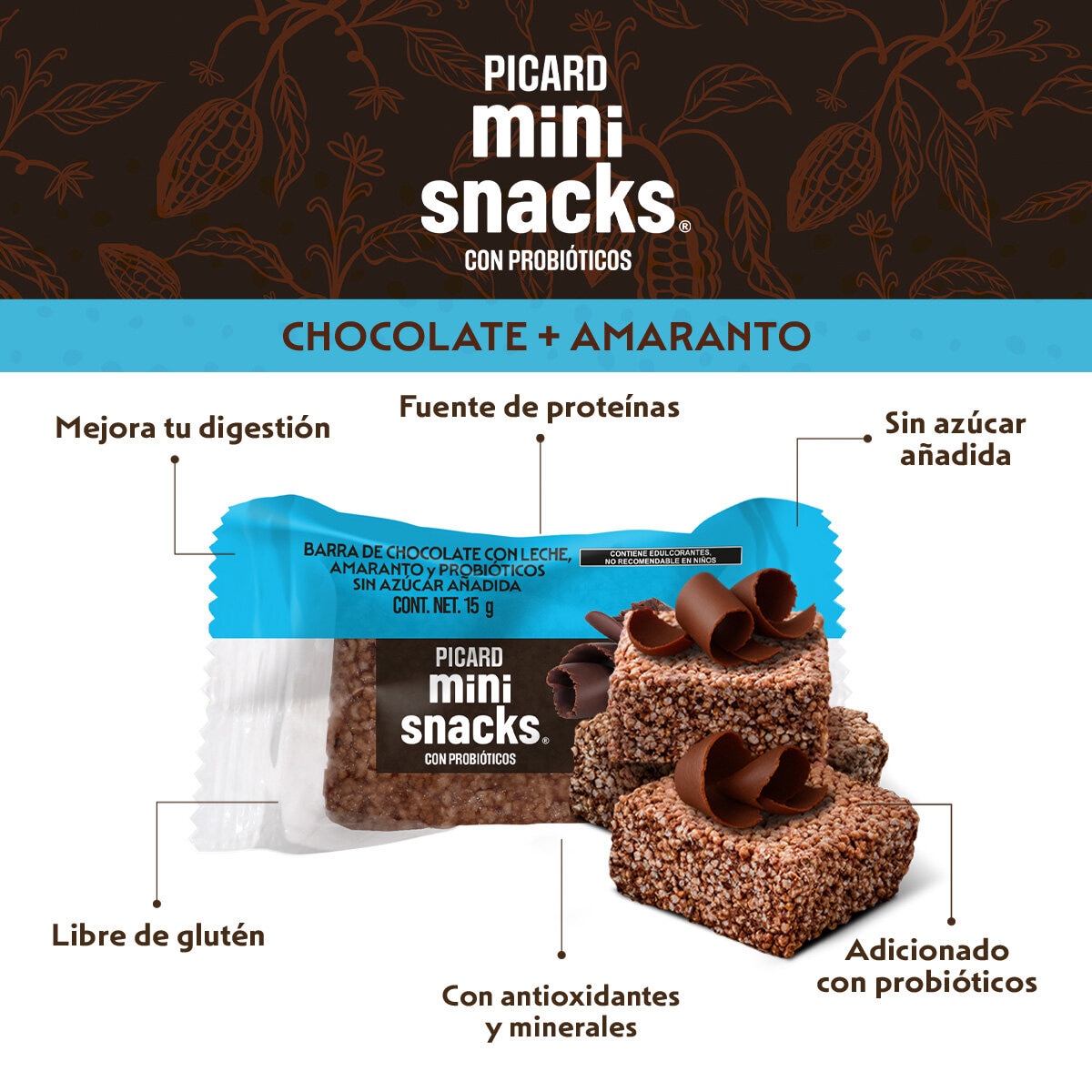Picard Mini Snacks de Amaranto con Chocolate sin Azúcar 330 g