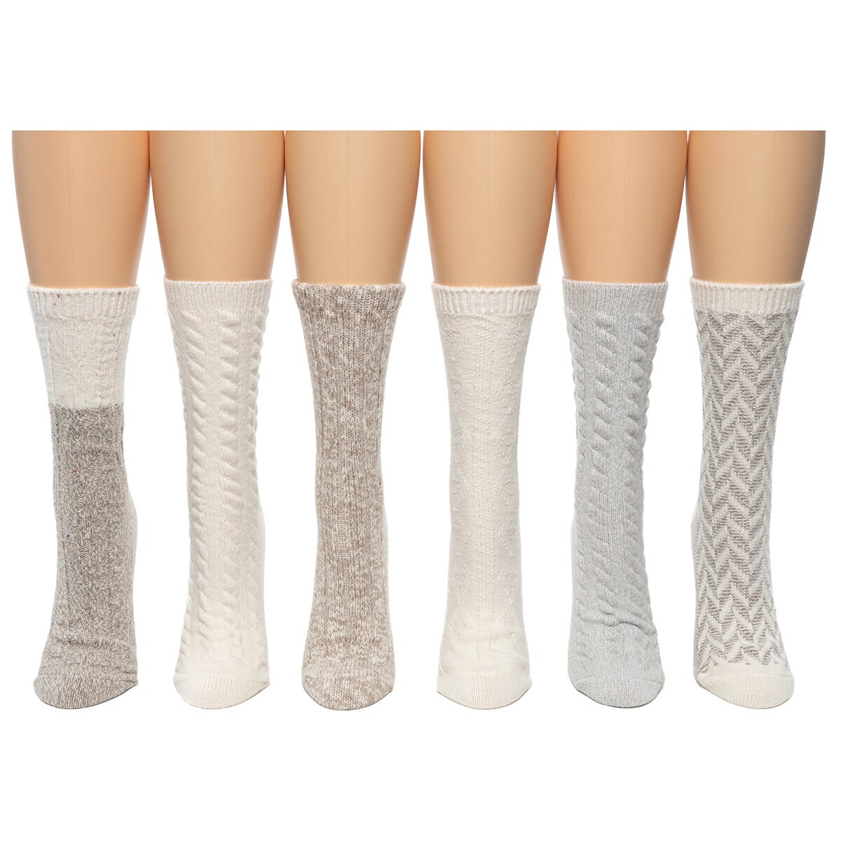 Bearpaw Calcetas para botas 6 pares para Dama Blanco