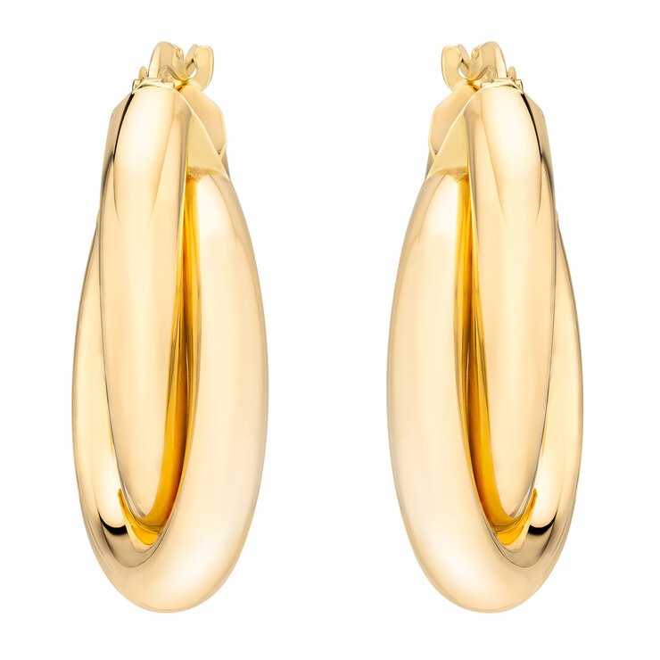 Aretes, Arracadas de Doble Fila, Oro Amarillo 14K