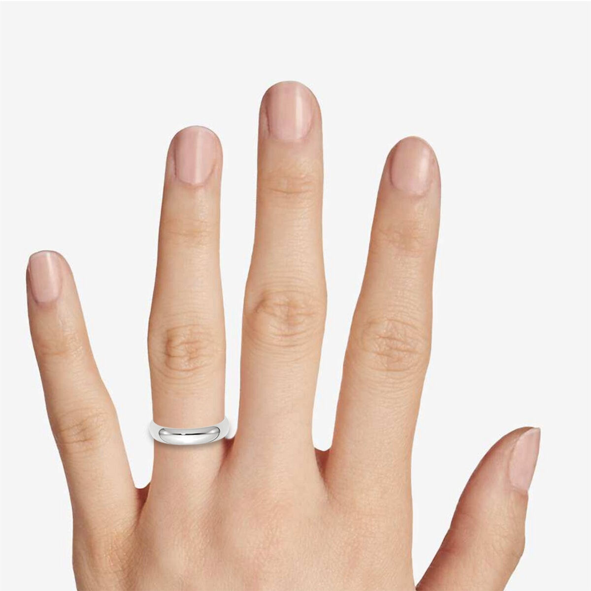 Argolla de matrimonio, 5mm, Comfort Fit, Oro Blanco de 14K, Talla 7