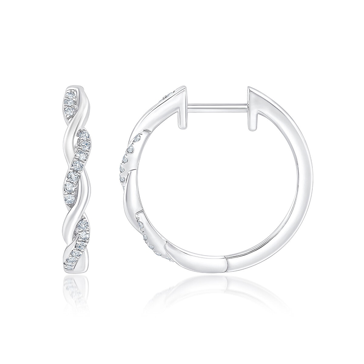 Aretes, Arracadas de Diamantes 0.20ctw, Oro Blanco de 14K