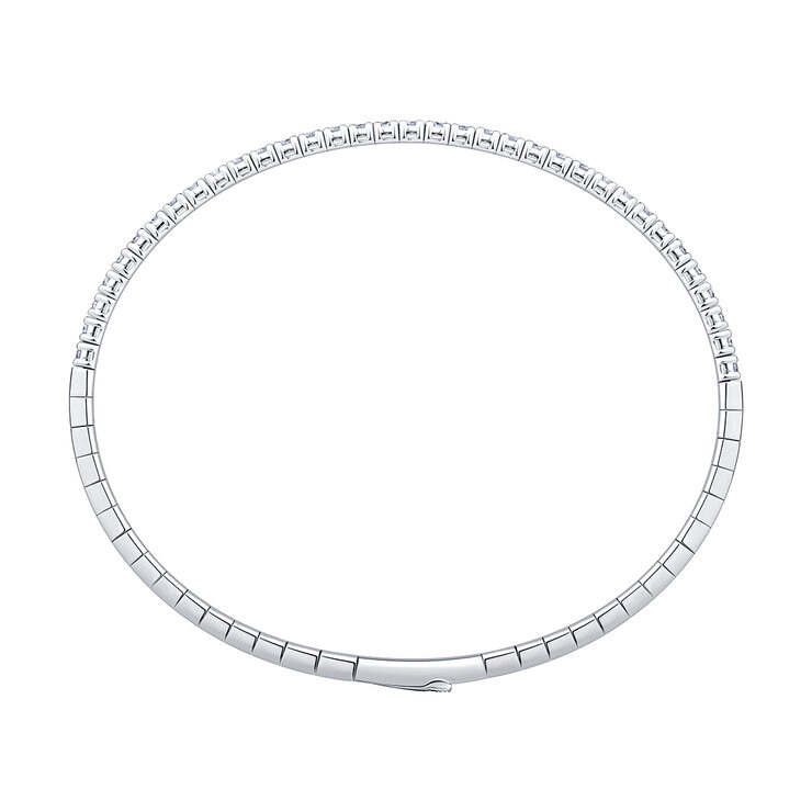 Brazalete Flexible de 14K Oro Blanco, 1.00ctw Diamantes Redondos Brazalete Flexible de 14K Oro Blanco, 1.00ctw Diamantes Redondos