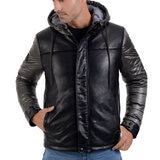 Perry Ellis, Chamarra de Piel Sintética para Caballero Color Negro/Gris