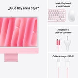 Apple iMac 24" 256GB 4.5K Chip M4 Rosa CPU de 8 núcleos GPU de 8 núcleos Memoria unificada de 16GB.