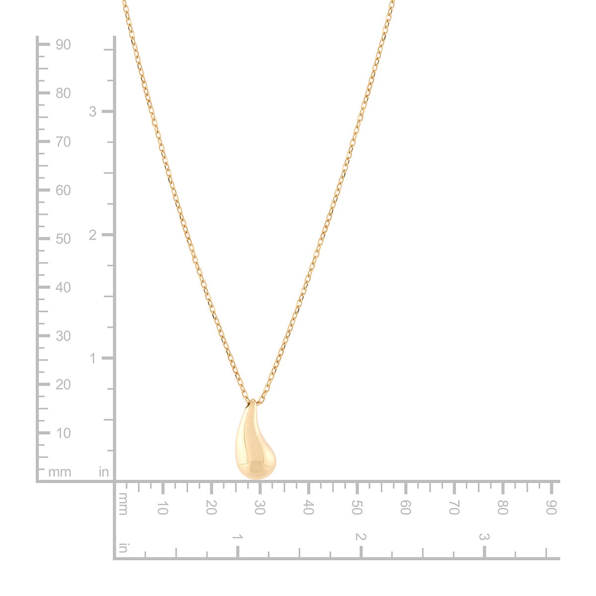 Dije de Gota, Oro Amarillo 14K, Cadena, 45.72cm Dije de Gota, Oro Amarillo 14K, Cadena, 45.72cm