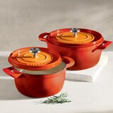 Tramontina 2 Ollas de Hierro Fundido Estilo Horno Holandés, Naranja Tramontina 2 Ollas de Hierro Fundido Estilo Horno Holandés, Naranja