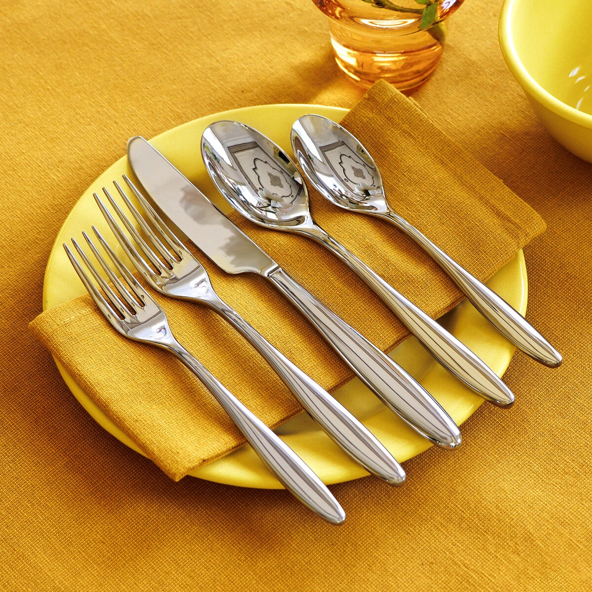 Gourmet Settings Juego de Cubiertos de Acero Inoxidable de 20 piezas, Luxe