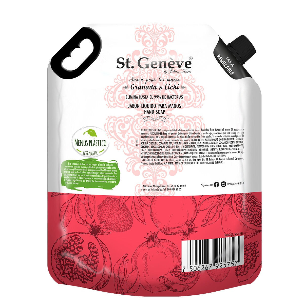 St. Geneve Jabón Líquido Granada y Lichi 4 L