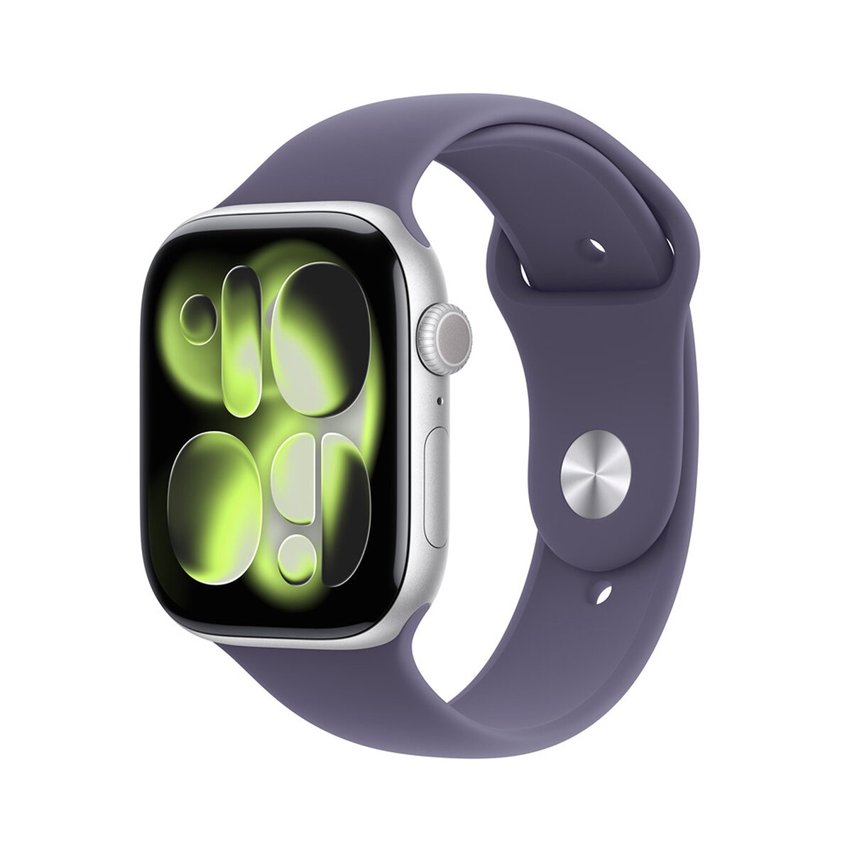 Apple Watch Series 11 (GPS + Celular) 46mm Aluminio Plata + Correa Deportiva Morado Niebla + Talla S/M