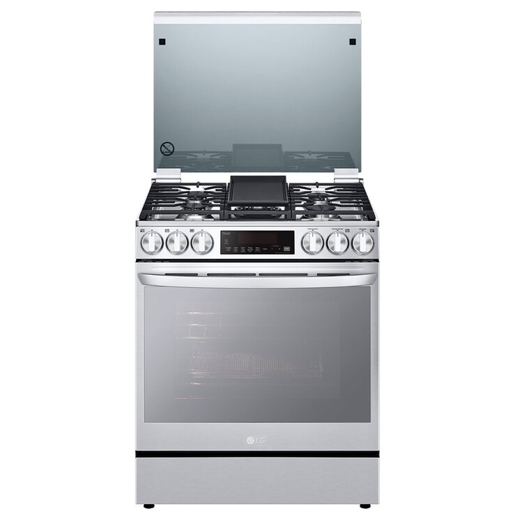 LG Combo Estufa de Gas 5 quemadores 76 cm y Campana de Pared 90 cm