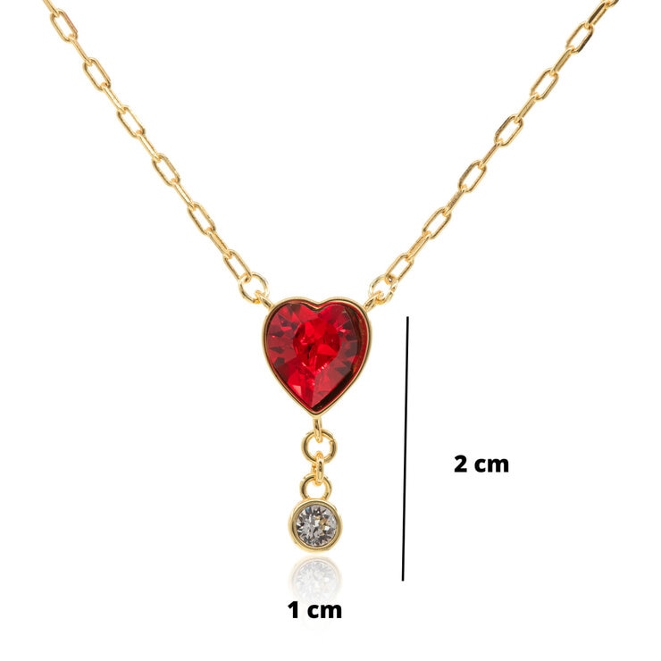 Mayfer, Juego de Collar y Aretes, Dije de Corazón, Cristal Austríaco