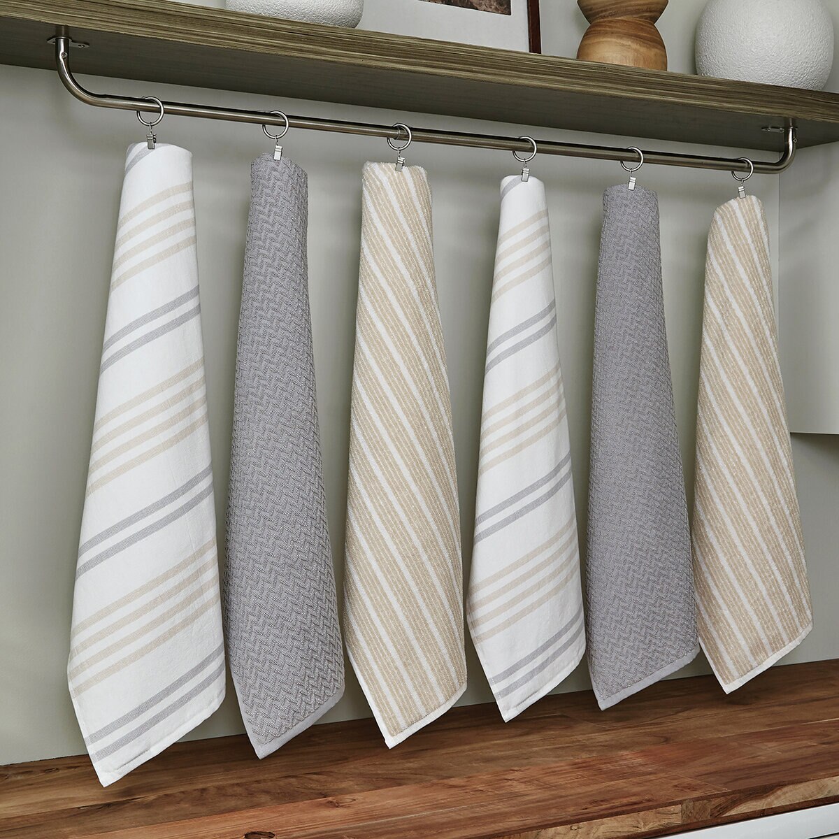 Nautica, Toallas para Cocina 6 piezas, FLAGSTONE TAUPE