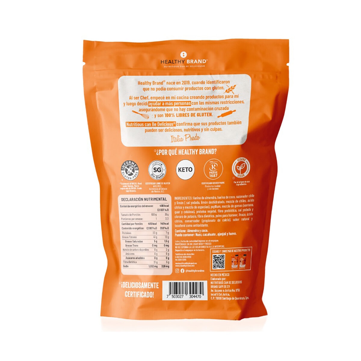 Healthy Brand Totopos Horneados Keto con Chile y Limón 100 g