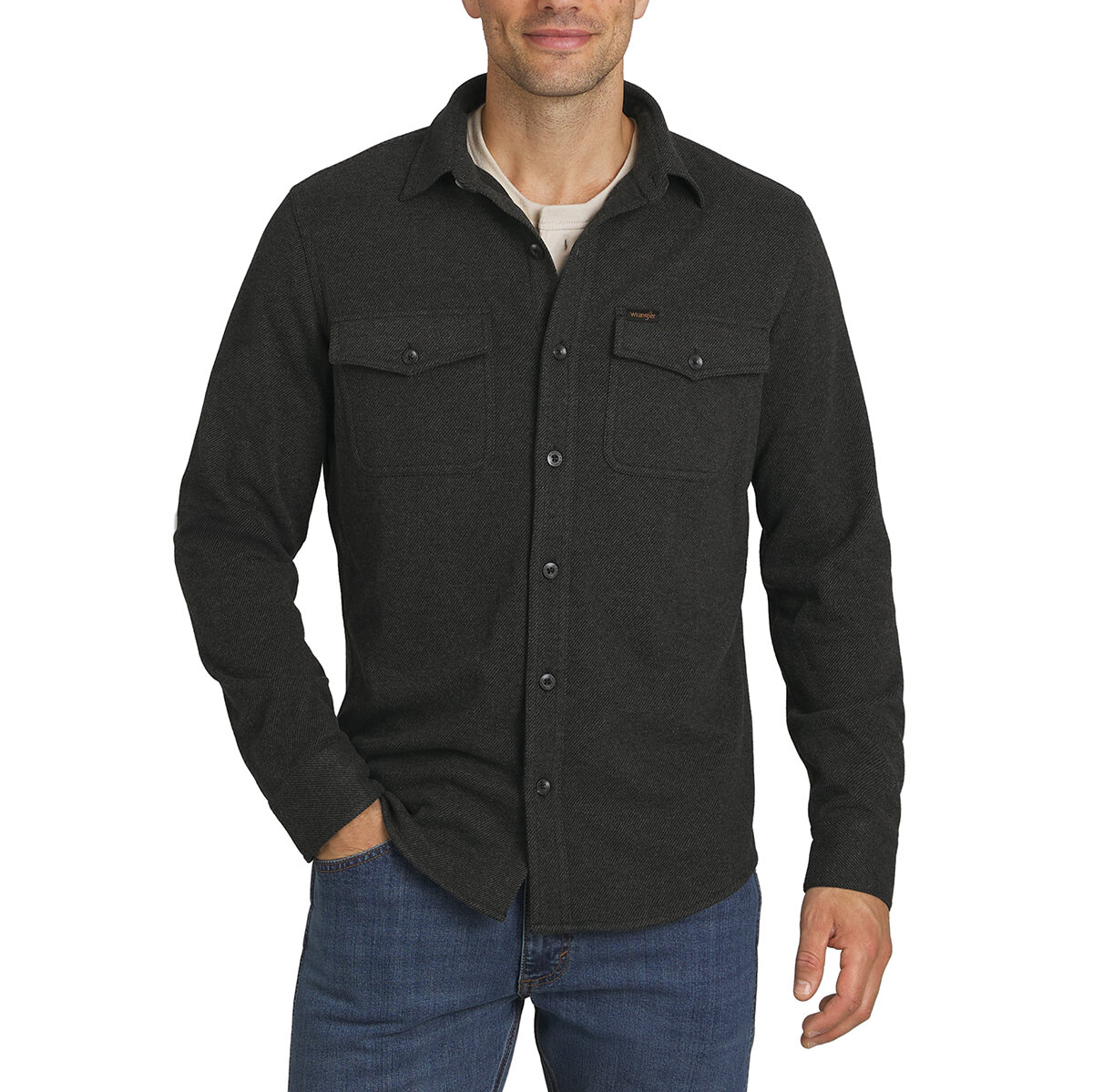 Wrangler Sobre camisa de franela para Caballero Negro Extra Grande