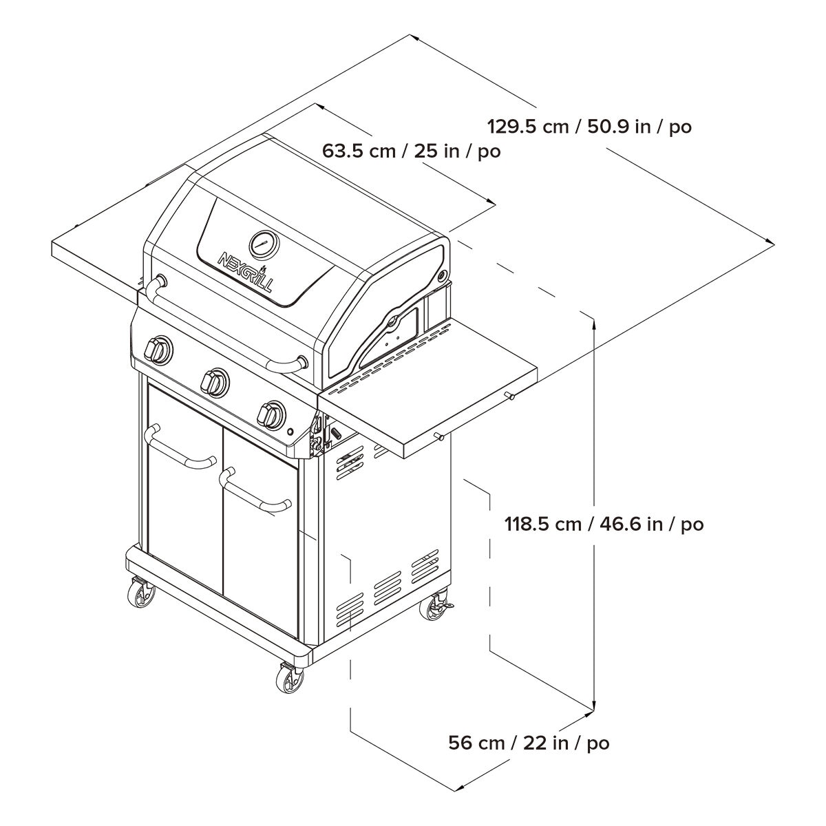 Nexgrill, Asador de gas de 3 quemadores