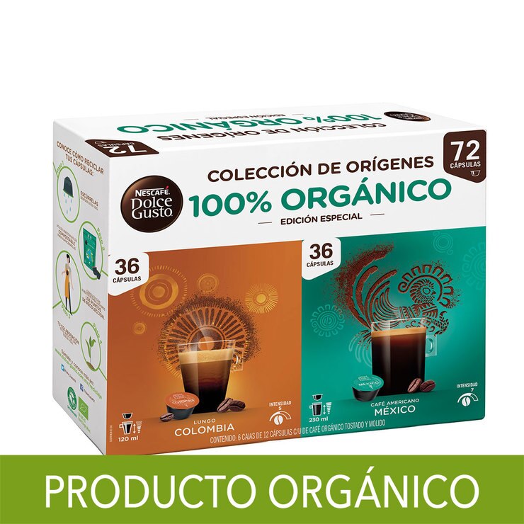 NESCAFÉ, Dolce Gusto, Café Organico de Colombia y México, 72 Cápsulas Costco México