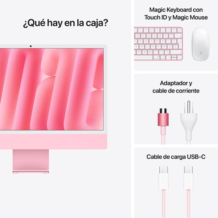 Apple iMac 24" 256GB 4.5K Chip M4 Rosa CPU de 10 Núcleos GPU de 10 Núcleos Memoria Unificada de 16GB. Apple iMac 24" 256GB 4.5K Chip M4 Rosa CPU de 10 Núcleos GPU de 10 Núcleos Memoria Unificada de 16GB.