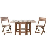 Alltrade, Set de Mesa y 2 Sillas Plegables para Patio de Madera de Acacia