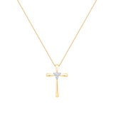 Dije de Cruz de Diamantes, 0.12ctw, Oro Amarillo de 14K, 45.72cm