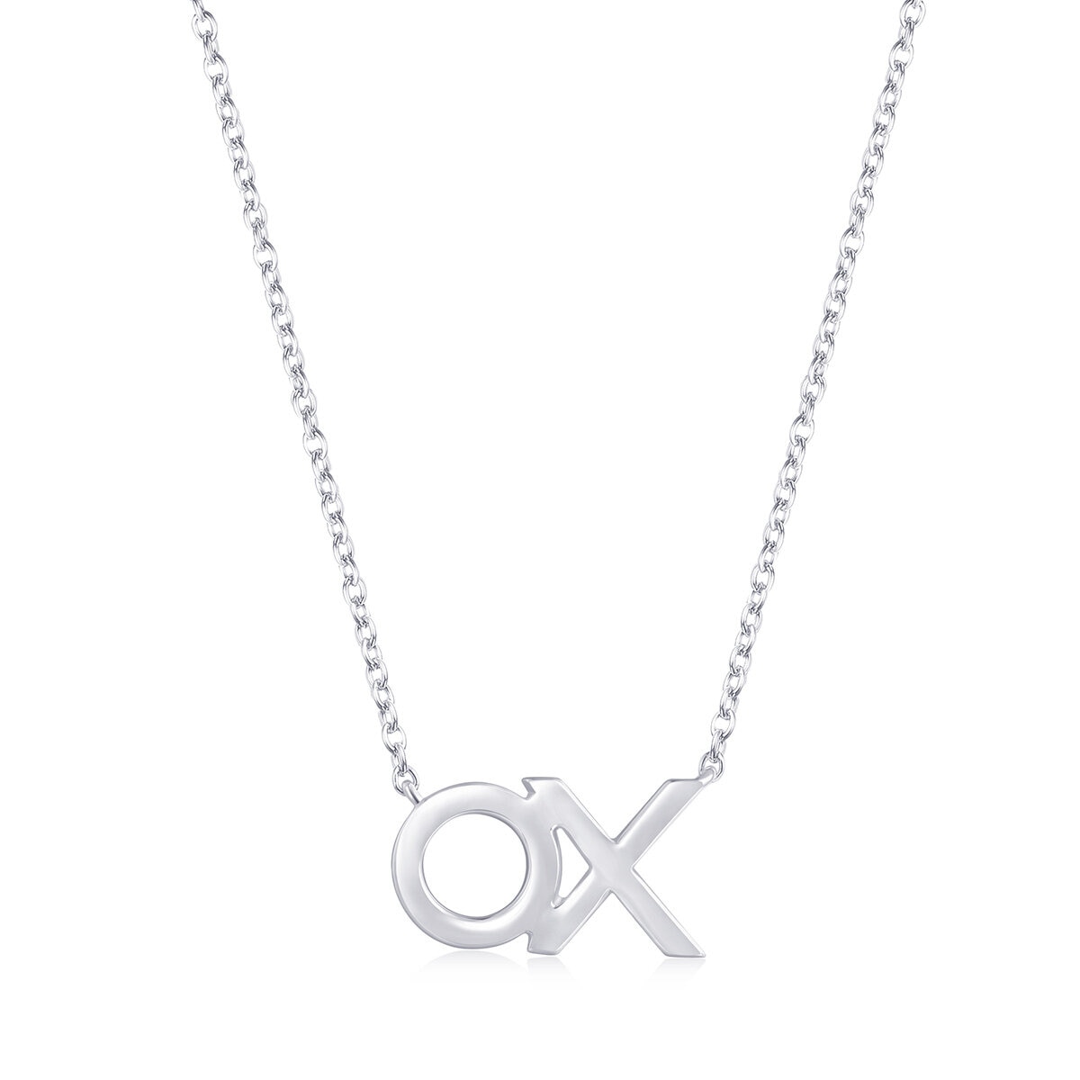 Collar de Diamantes 0.18ctw, con Dije de 'XO', Oro Blanco 14K Collar de Diamantes 0.18ctw, con Dije de 'XO', Oro Blanco 14K