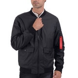 Perry Ellis, Chamarra Tipo Bomber de Piel Sintética para Caballero Color Negro