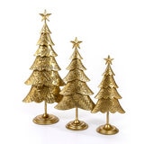 Árboles de Navidad de Metal 3 Piezas, Dorados