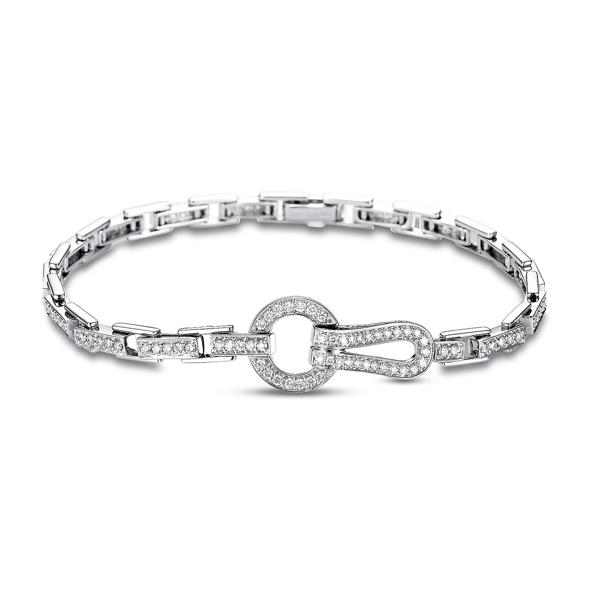 1.33ctw, Brazalete de diamantes, corte redondo, oro blanco de 18kt