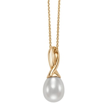 Dije de Perla Cultivada, 9-10mm, Oro Amarillo de 14K