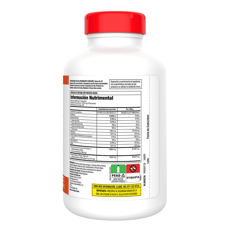 Kirkland Signature Cúrcuma 1000 mg con Pimienta Negra 240 Cápsulas