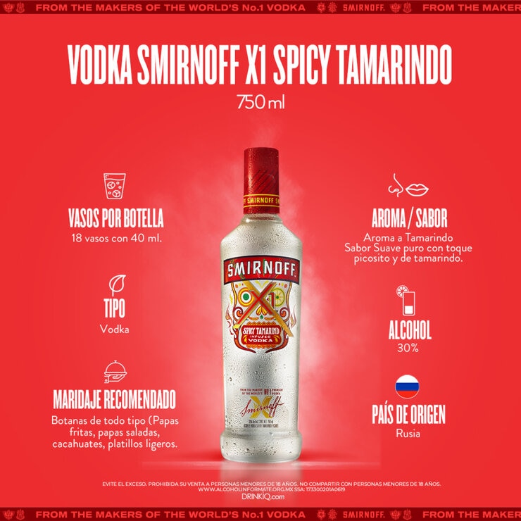 Vodka Smirnoff X1 Tamarindo 6/750 ml