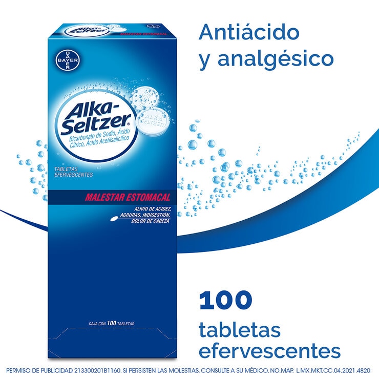 Alka Seltzer 100 Tabletas Efervescentes