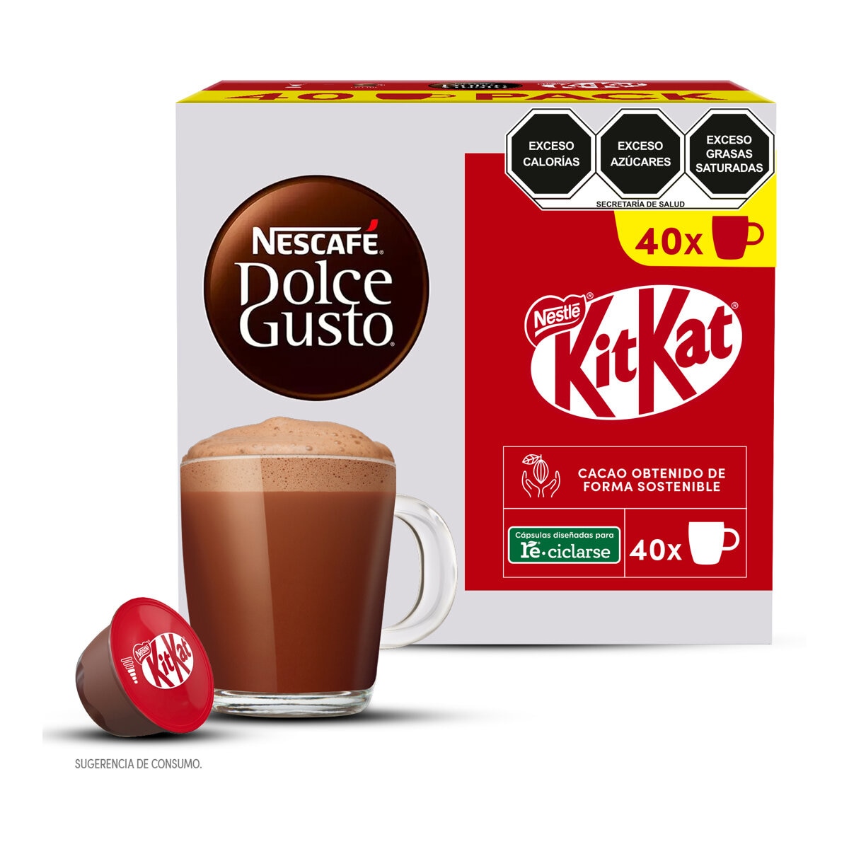 Nescafé Dolce Gusto, 40 cápsulas sabor chocolate KitKat