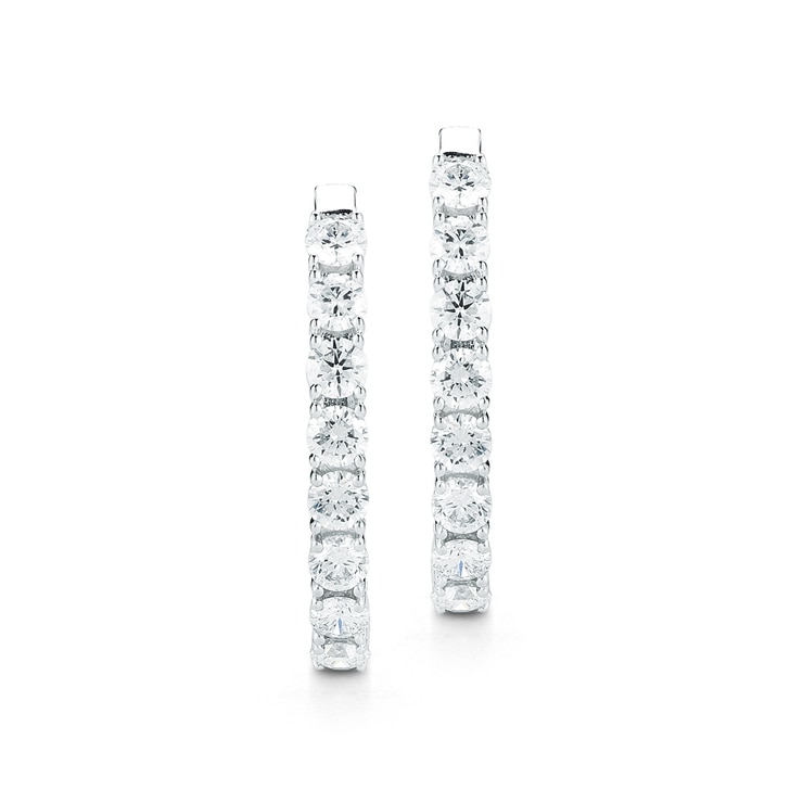 2.75ctw, Arracadas de Diamantes, Corte Redondo, Oro Blanco de 14kt 2.75ctw, Arracadas de Diamantes, Corte Redondo, Oro Blanco de 14kt
