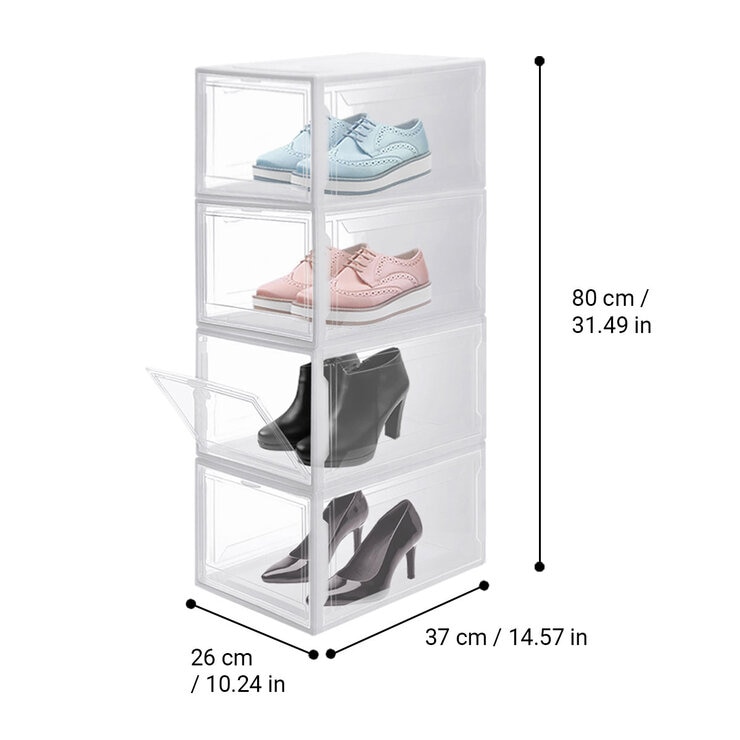 AG Box, Set de 4 Cajas de Zapatos Apilables Premium, Blanco