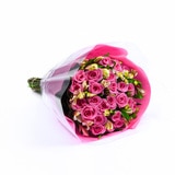 Bouquet 24 rosas con 10 alstromelias color rosa