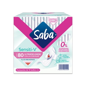 Saba Sensitiv Toallas Femeninas 80 pzas