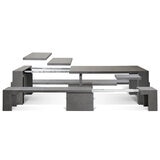 Transformer Table, Set de Comedor Expandible, Capacidad de hasta 12 Personas, 100% Madera, Color Gris Abedul