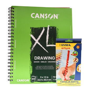 Cuaderno Canson XL Drawing + Colores Lyra Groove Grip