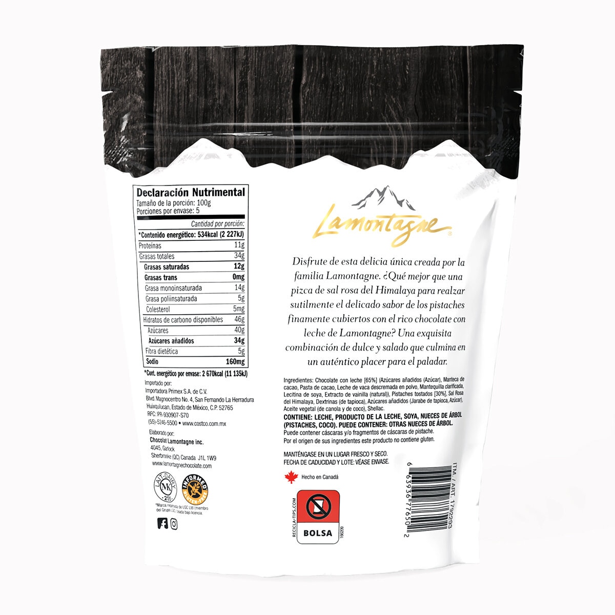 Lamontagne Pistaches Cubiertos de Chocolate con Leche 500 g