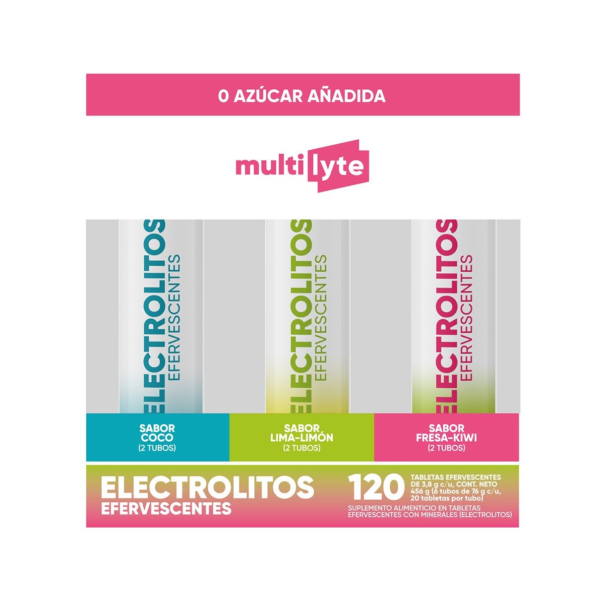 Multilyte Electrolitos 120 Tabletas Efervescentes Sin Azúcar Añadida