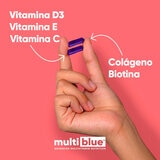 MultiBlue Colágeno Biotina Vitamina C, Vitamina D3, Vitamina E 2-Pack 120 Caps