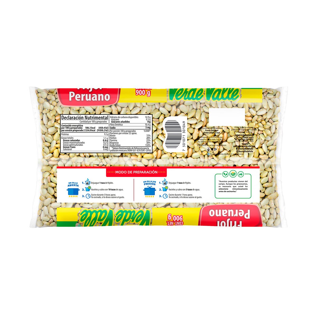 Verde Valle Frijol Peruano 6 pzas de 900 g