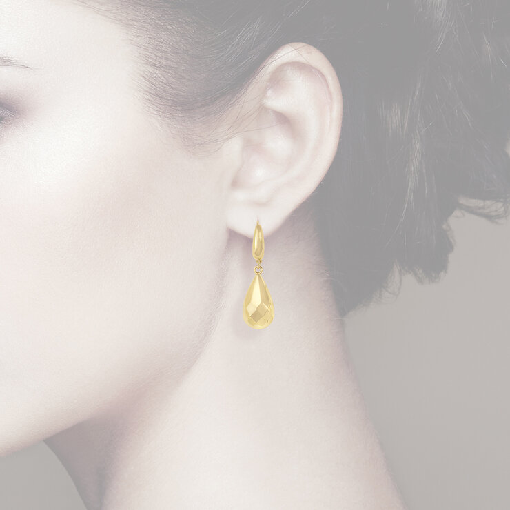 Aretes de Gota de Agua, Oro Amarillo 14K