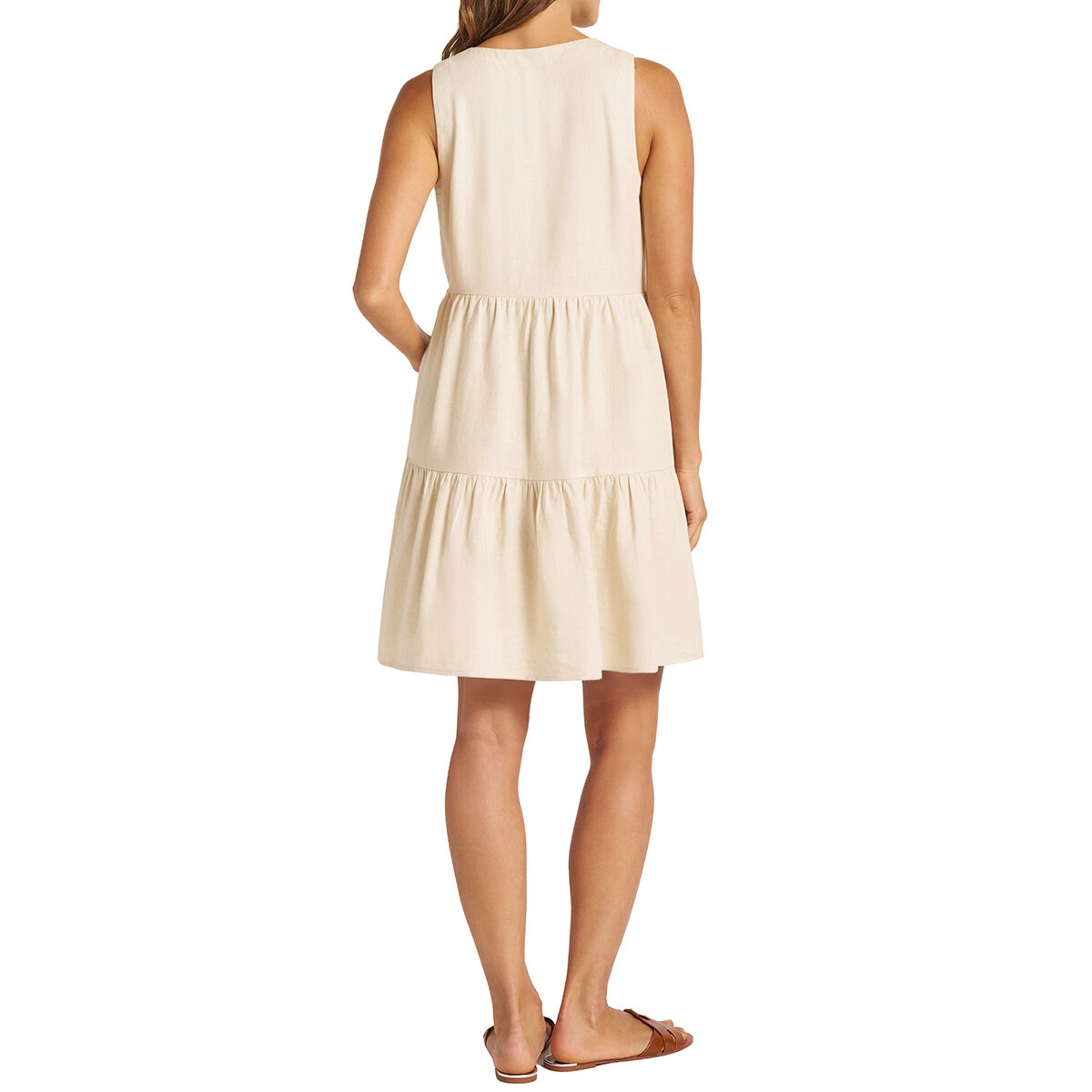 Matty M Vestido Tipo Lino para Dama Café Grande