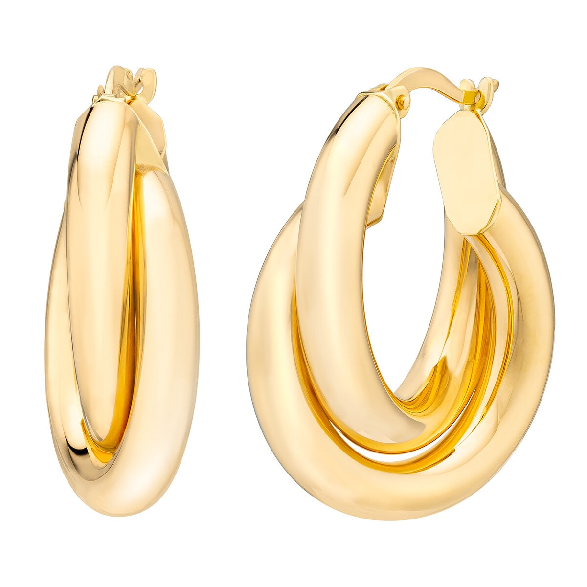 Aretes, Arracadas de Doble Fila, Oro Amarillo 14K
