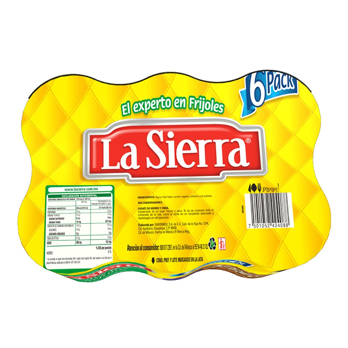 La Sierra Frijoles Bayos Refritos 6 pzas de 580 g