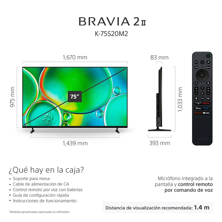 Sony Pantalla 75" BRAVIA II UHD 4K Google TV
